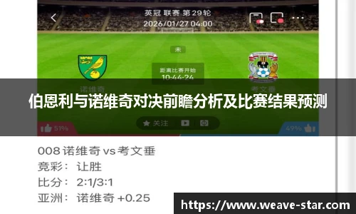 伯恩利与诺维奇对决前瞻分析及比赛结果预测